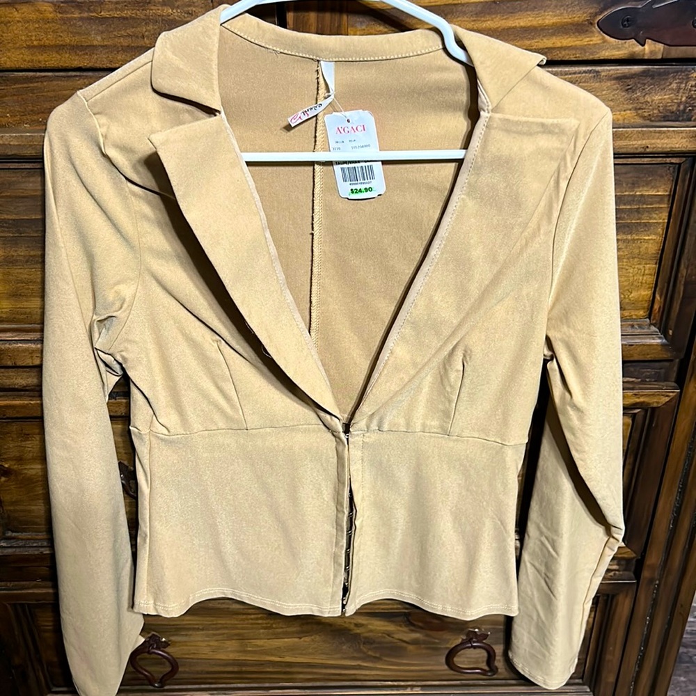 Beige, long sleeve blouse